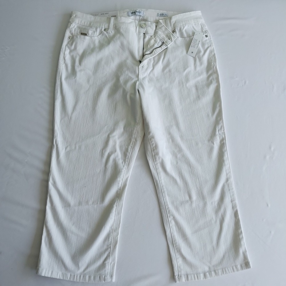 Nine West Chrystie Capris Jeans‎ Women 16 White Relaxed Fit Five Pocket Stretch